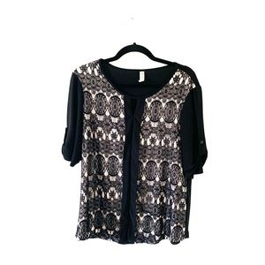 PerSeption Black Cream Lace Blouse
